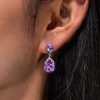 Dainty Pear Cut Amethyst Drop Earrings in 925 Sterling Silver for Women