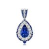 Pear Cut Blue Sterling Silver Pendant Necklace - Available Lengths