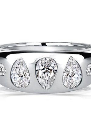 Sterling Silver Pear Cut White Sapphire Cocktail Ring for Women - Wedding Anniversary Jewelry