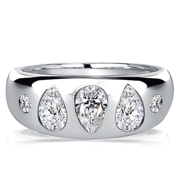 Sterling Silver Pear Cut White Sapphire Cocktail Ring for Women - Wedding Anniversary Jewelry