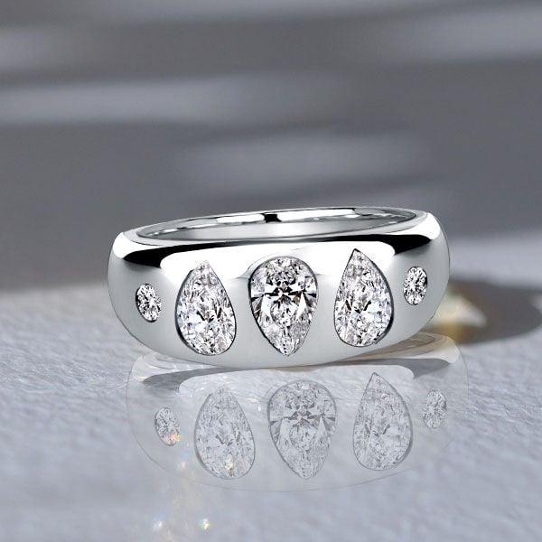 Sterling Silver Pear Cut White Sapphire Cocktail Ring for Women - Wedding Anniversary Jewelry