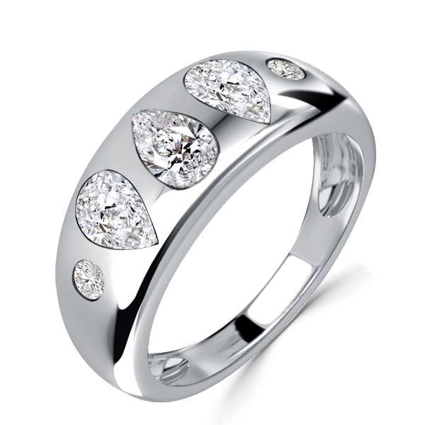 Sterling Silver Pear Cut White Sapphire Cocktail Ring for Women - Wedding Anniversary Jewelry