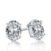 Oval Created White Sapphire Stud Earrings for Women in Sterling Silver
