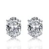 Oval Created White Sapphire Stud Earrings for Women in Sterling Silver