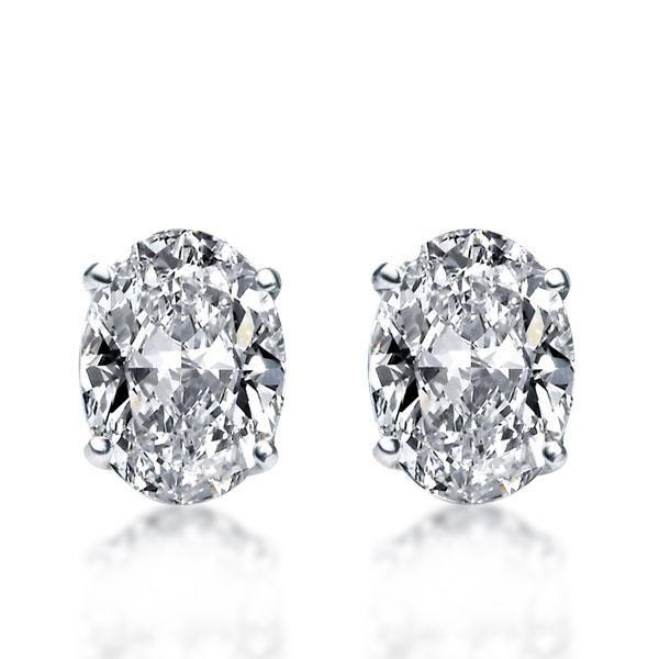Oval Created White Sapphire Stud Earrings for Women in Sterling Silver