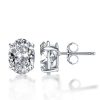 Oval Created White Sapphire Stud Earrings for Women in Sterling Silver