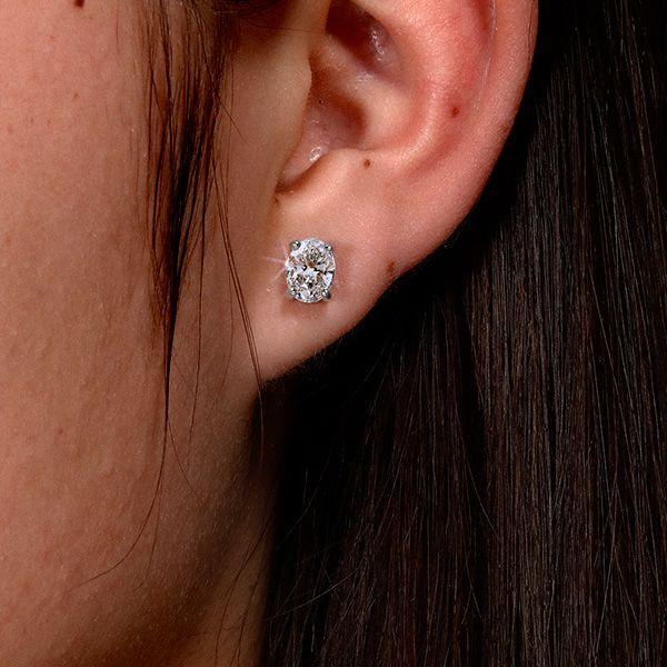 Oval Created White Sapphire Stud Earrings for Women in Sterling Silver