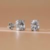 Oval Created White Sapphire Stud Earrings for Women in Sterling Silver