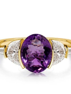 Crescent Amethyst Engagement Ring for Women, 2.00 CT. TW. Gold Plated Sterling Silver