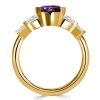 Crescent Amethyst Engagement Ring for Women, 2.00 CT. TW. Gold Plated Sterling Silver