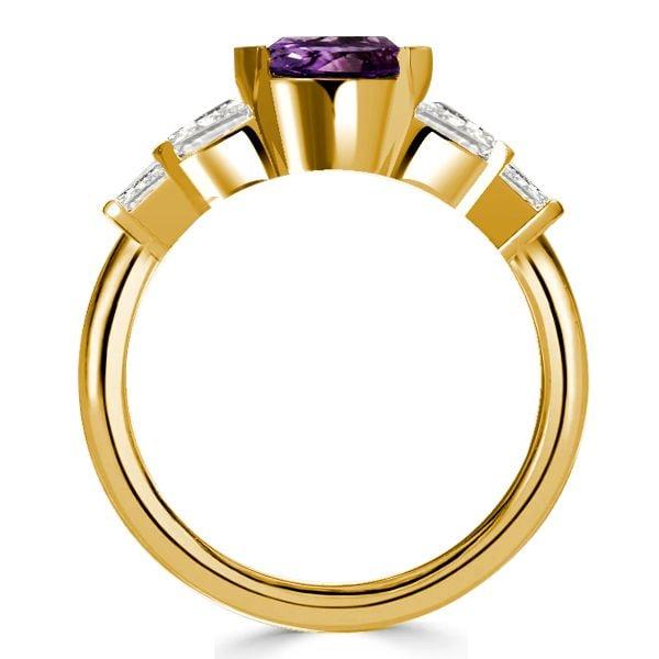 Crescent Amethyst Engagement Ring for Women, 2.00 CT. TW. Gold Plated Sterling Silver