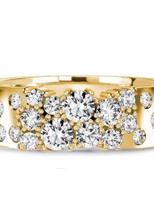 White Sapphire Round Cut Wedding Band in 18K Gold Plated Sterling Silver