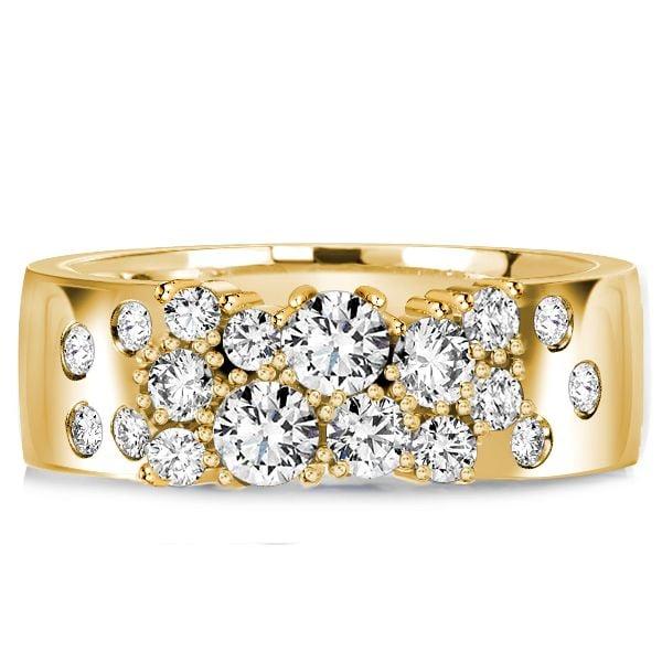 White Sapphire Round Cut Wedding Band in 18K Gold Plated Sterling Silver