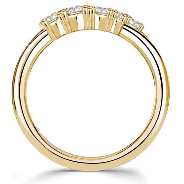 White Sapphire Round Cut Wedding Band in 18K Gold Plated Sterling Silver