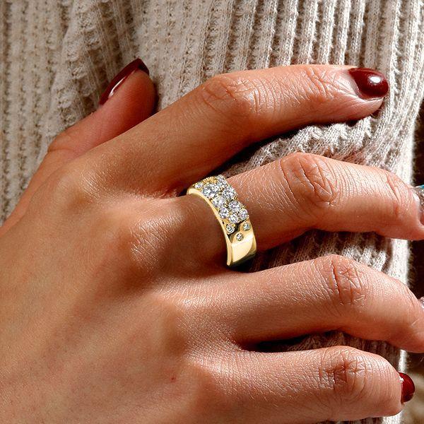 White Sapphire Round Cut Wedding Band in 18K Gold Plated Sterling Silver