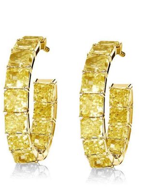 Golden Princess Created Topaz Hoop Earrings - 18K Gold Plated Sterling Silver