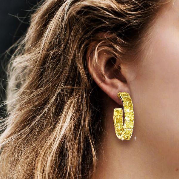 Golden Princess Created Topaz Hoop Earrings - 18K Gold Plated Sterling Silver