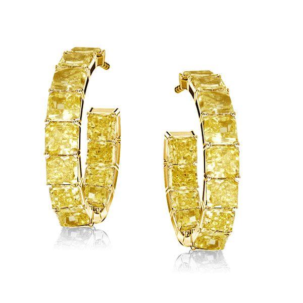 Golden Princess Created Topaz Hoop Earrings - 18K Gold Plated Sterling Silver