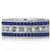 Milgrain Blue Sapphire Eternity Wedding Band for Women in Sterling Silver
