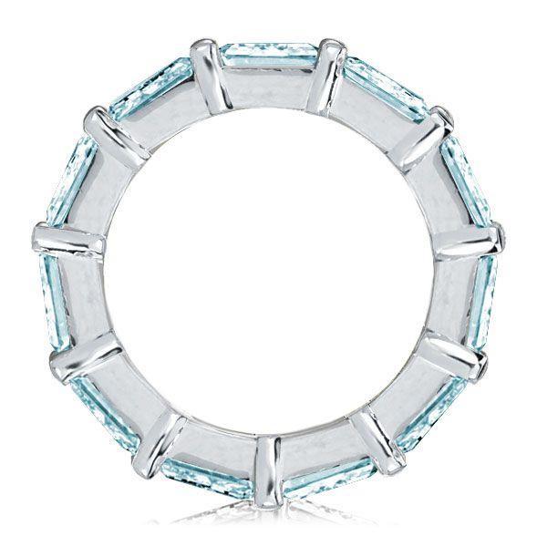 Emerald & Aquamarine Eternity Wedding Band - 925 Sterling Silver