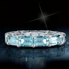 Emerald & Aquamarine Eternity Wedding Band - 925 Sterling Silver