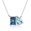Toi Et Moi Necklace - Blue Topaz, Emerald & Aquamarine - Sterling Silver
