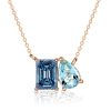 Toi Et Moi Necklace - Blue Topaz, Emerald & Aquamarine - Sterling Silver