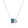 Toi Et Moi Necklace - Blue Topaz, Emerald & Aquamarine - Sterling Silver