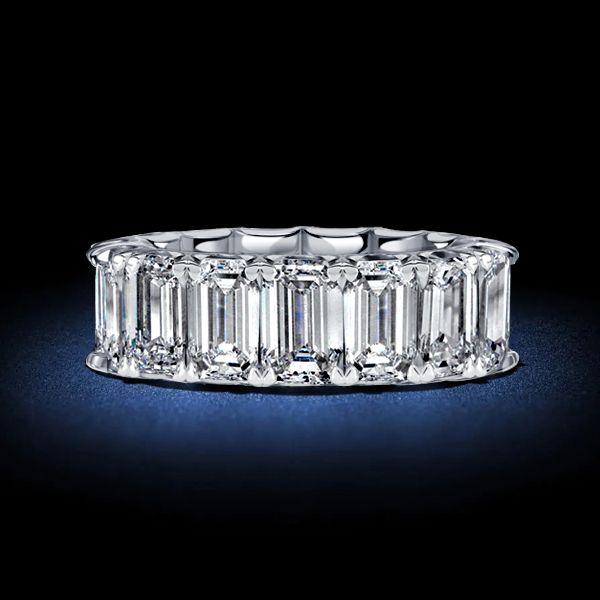 Emerald Cut Eternity Wedding Band - 925 Sterling Silver - 7.5 CTW