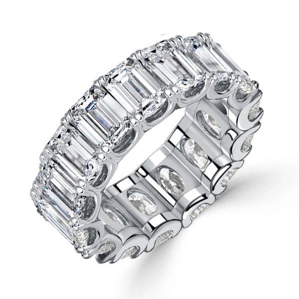 Emerald Cut Eternity Wedding Band - 925 Sterling Silver - 7.5 CTW