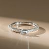 Emerald Cut Created White Sapphire East-West Wedding Band in Sterling Silver