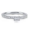 Emerald Cut Created White Sapphire East-West Wedding Band in Sterling Silver