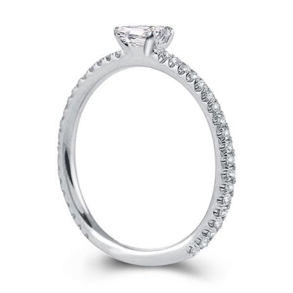 Emerald Cut Created White Sapphire East-West Wedding Band in Sterling Silver