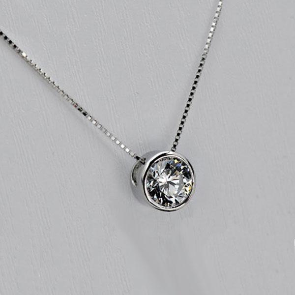 Sterling Silver Bezel-Set Gemstone Pendant Necklace (Various Lengths)