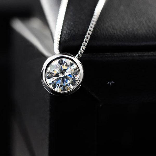 Sterling Silver Bezel-Set Gemstone Pendant Necklace (Various Lengths)