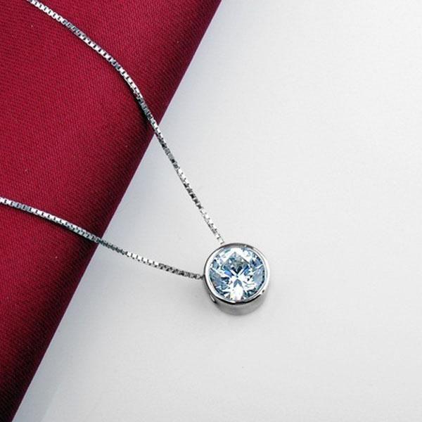Sterling Silver Bezel-Set Gemstone Pendant Necklace (Various Lengths)