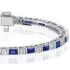 Sterling Silver Blue Sapphire Baguette Cut Tennis Bracelet - Rhodium Plated