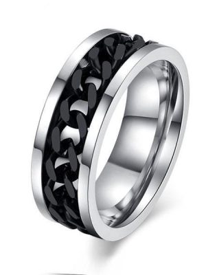 Spinning Chain Titanium Steel Wedding Band for Men - Cool & Durable