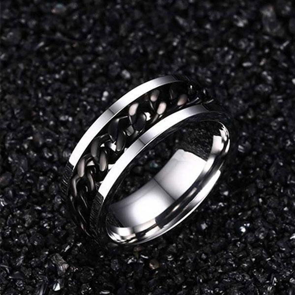 Spinning Chain Titanium Steel Wedding Band for Men - Cool & Durable