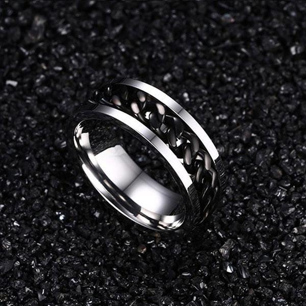 Spinning Chain Titanium Steel Wedding Band for Men - Cool & Durable