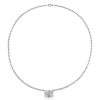 Baguette Cut Tennis Pendant Necklace - Sterling Silver - 17-22 Inch