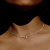 Baguette Cut Tennis Pendant Necklace - Sterling Silver - 17-22 Inch