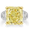 Radiant Cut Yellow Sapphire Engagement Ring - Two-Tone Sterling Silver