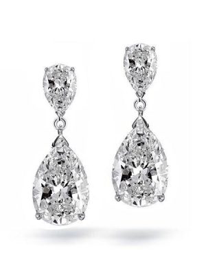 Pear-Shaped Created White Sapphire Drop Earrings in Sterling Silver