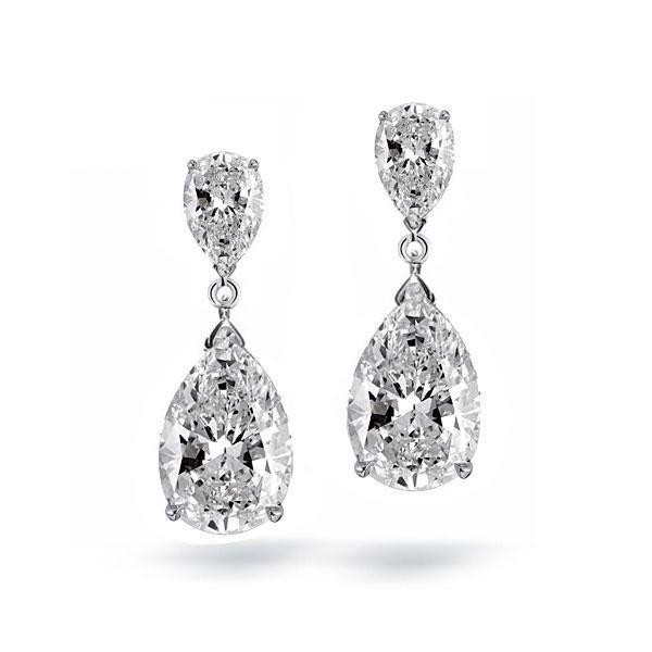 Pear-Shaped Created White Sapphire Drop Earrings in Sterling Silver