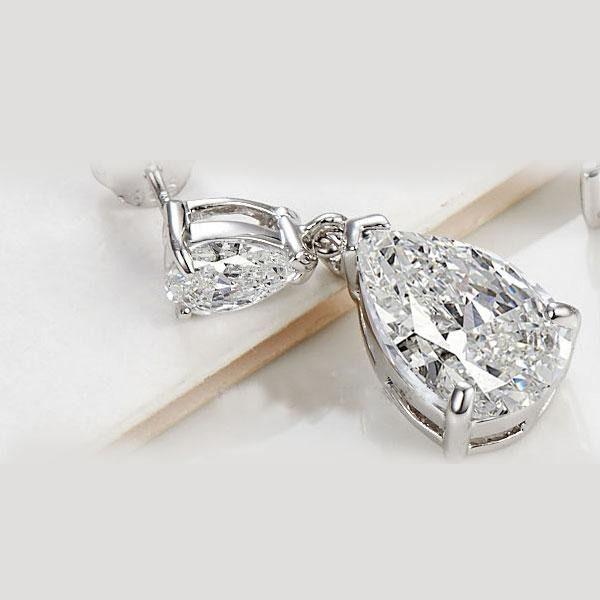 Pear-Shaped Created White Sapphire Drop Earrings in Sterling Silver