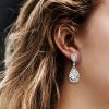 Pear-Shaped Created White Sapphire Drop Earrings in Sterling Silver