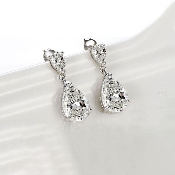 Pear-Shaped Created White Sapphire Drop Earrings in Sterling Silver