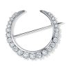 Antique Crescent Sterling Silver Brooch for Women - 925 Silver, 3.44 CT TW Stones