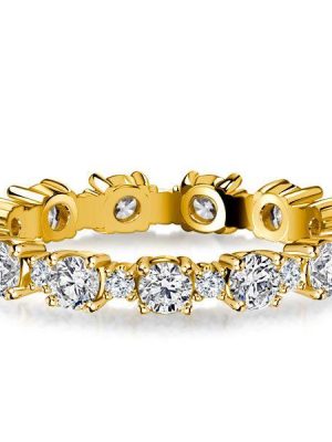 18K Gold Plated Sterling Silver Round Cut Cubic Zirconia Eternity Band Ring